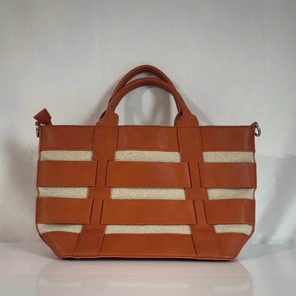 Miztique Tan and Cream Striped Tote Bag - Picture 3 of 3